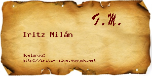 Iritz Milán névjegykártya